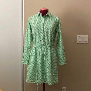 GAP dress long sleeves Size S white with green cherries Made in India 100%cotton